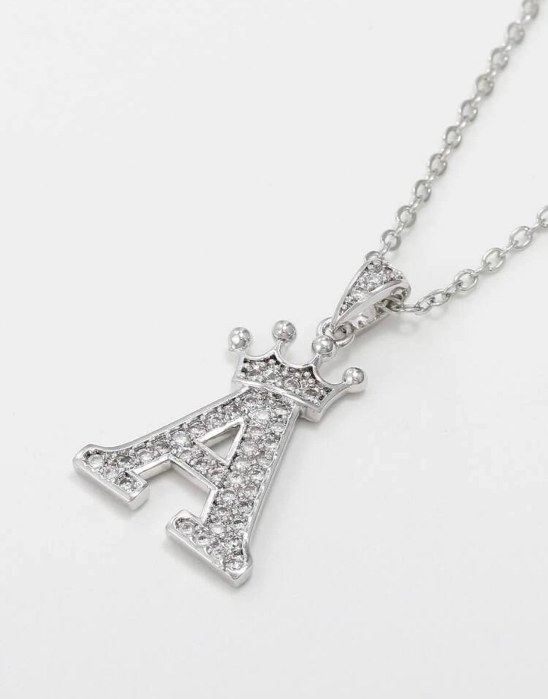 Rhinestone Letter Charm Necklace